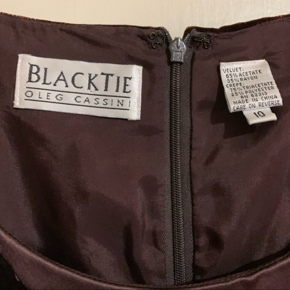 Oleg Cassini Black Tie Vintage Velvet Dark Brown Asymmetrical Dress. SZ 10 - Picture 3 of 10